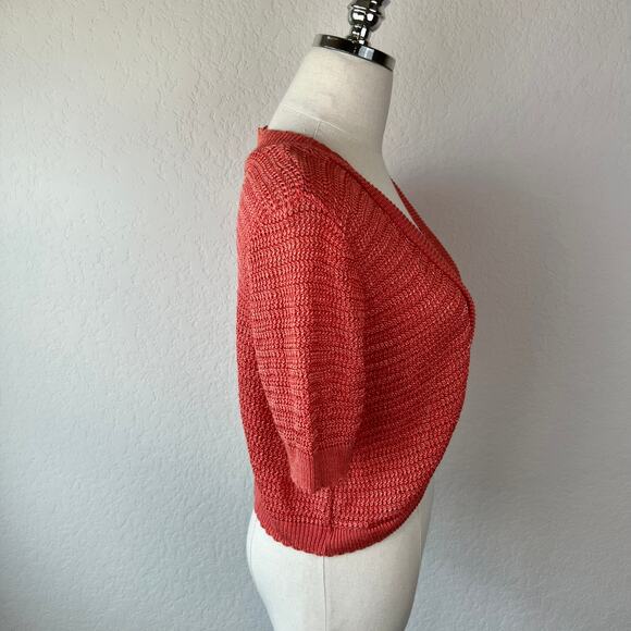 Vintage Y2K Crochet Bolero Shrug Top size Small Peach Pink Lightweight - Picture 4 of 8